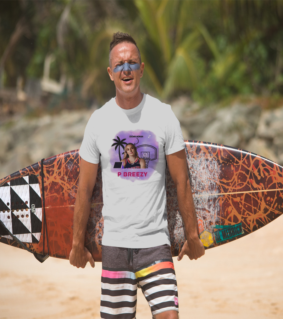 Grown Woman P Breezy Basketball Palm Tree T-Shirt