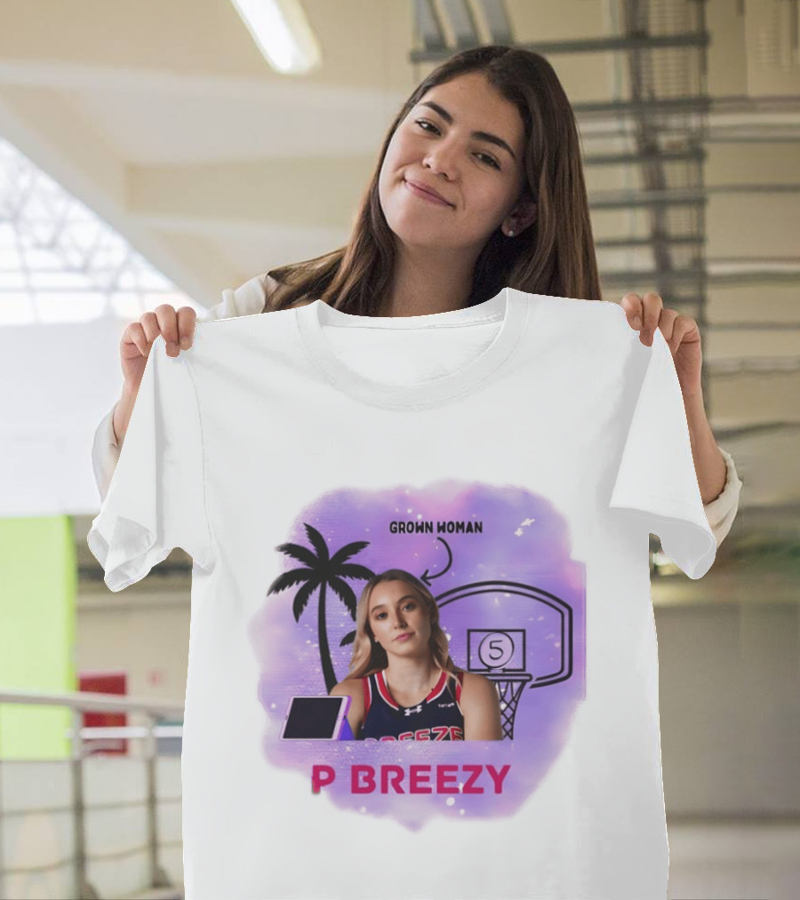 Grown Woman P Breezy Basketball Palm Tree T-Shirt