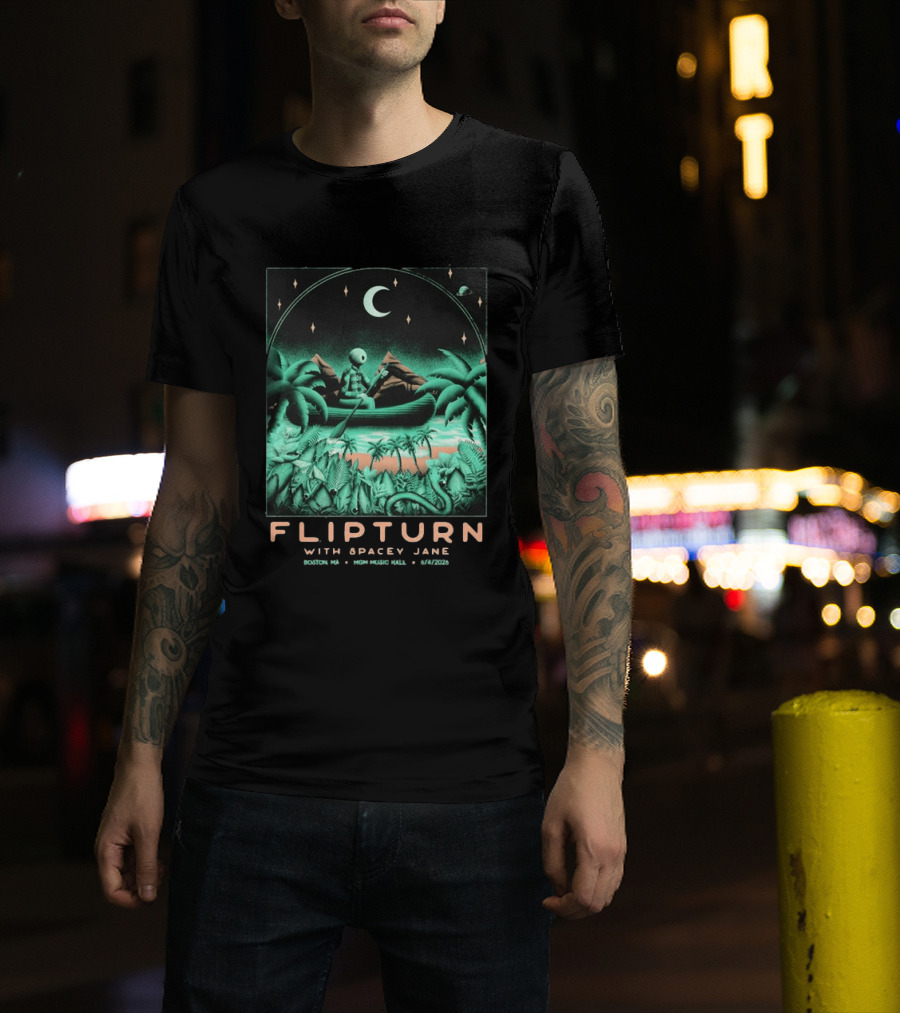 FLIPTURN With Spacey Jane MGM Music Hall Boston 6 4 2026 Art Alien Canoe Scene T-Shirt