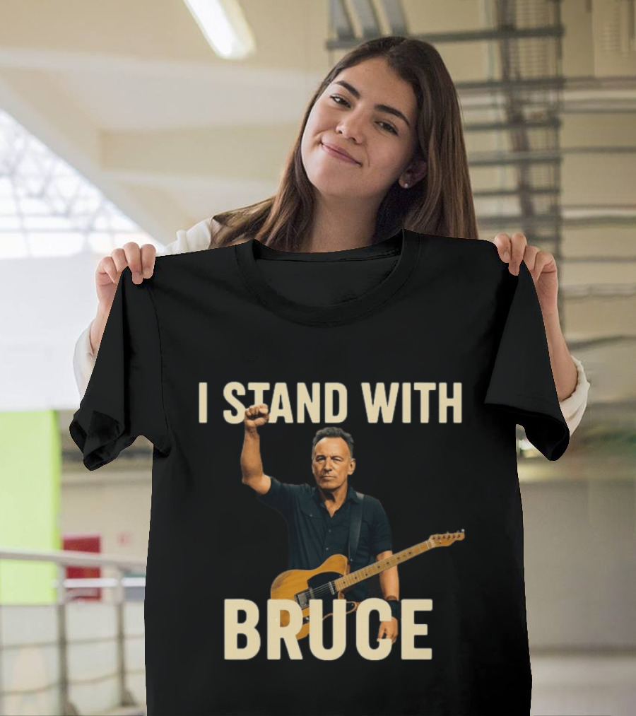 I Stand With Bruce Springsteen Iconic Fist Raised Electric Guitar T-Shirt