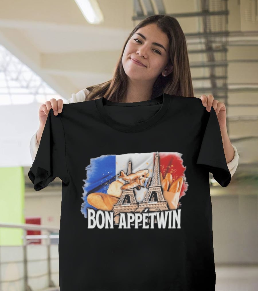 Bon Appetwin French Baguettes Eiffel Tower Paris Flag T-Shirt