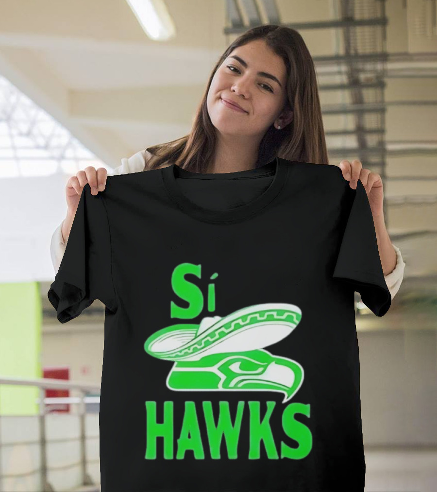 Si Hawks Mexican Sombrero Green Hawk T-Shirt