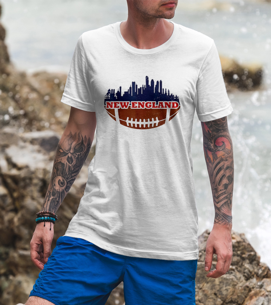 New England Football Skyline Cityscape T-Shirt