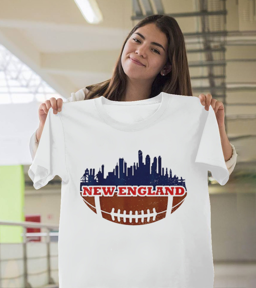 New England Football Skyline Cityscape T-Shirt