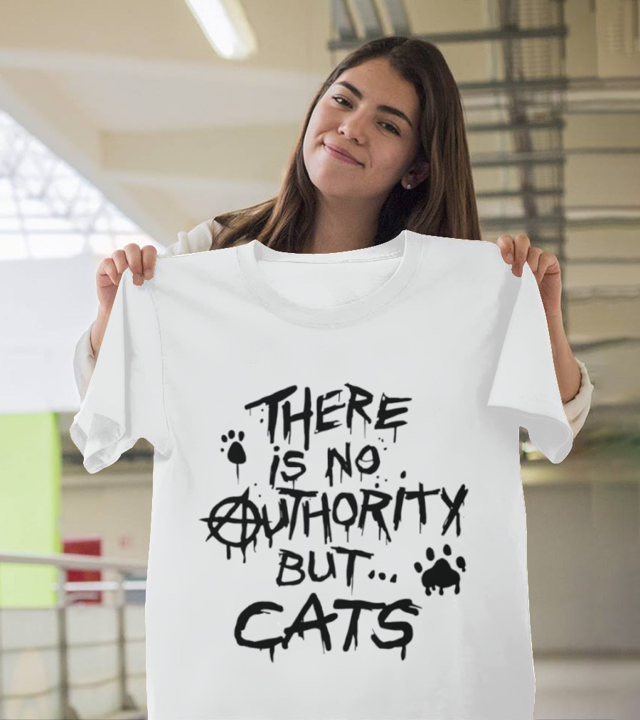 There Is No Authority But Cats Anarcho Punk Style Paw Prints T-Shirt