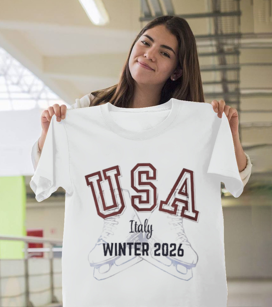 USA Winter 2026 Italy Ice Skating T-Shirt