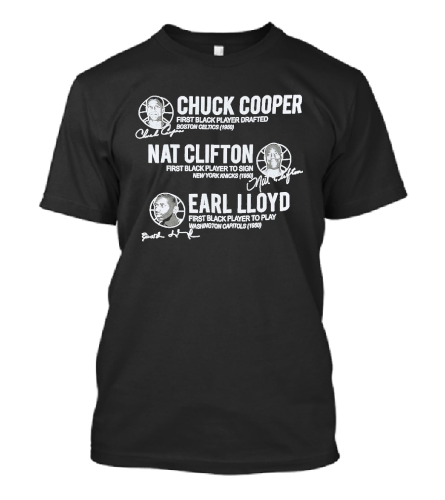 75th Anniversary NBA Pioneers Chuck Cooper Nat Clifton Earl Lloyd First Black Players T-Shirt