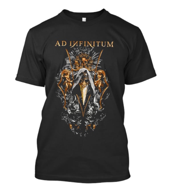 Ad Infinitum Golden Skull Plague Doctor Mask Gothic Cherubs T-Shirt