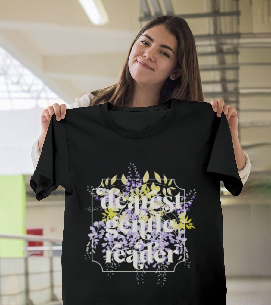 Dearest Gentle Reader Whistle Down Floral Lavender Yellow Botanical T-Shirt