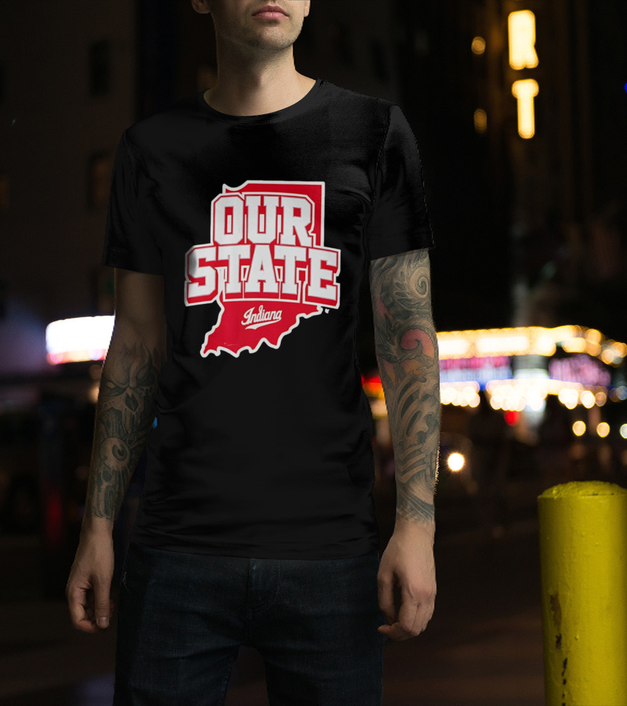 Our State Indiana Red Map College Sports Indiana T-Shirt