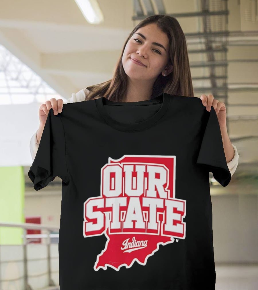 Our State Indiana Red Map College Sports Indiana T-Shirt