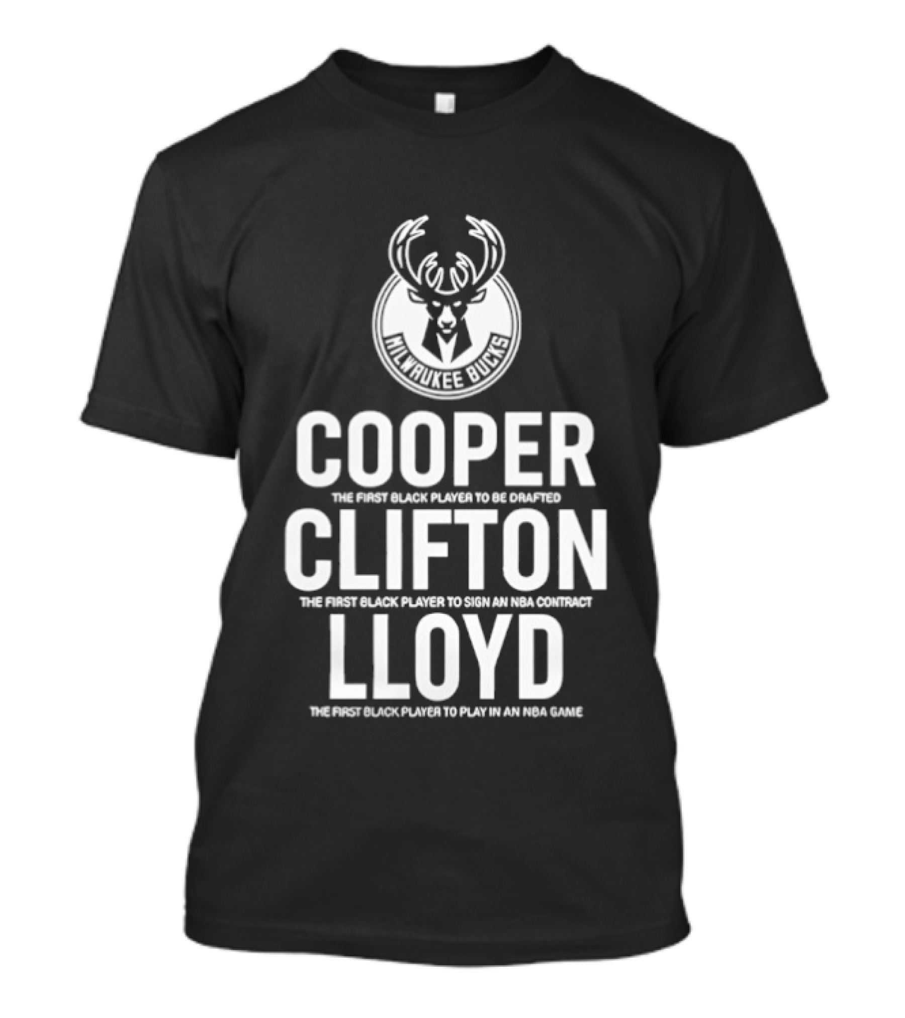 Milwaukee Bucks NBA Pioneers Cooper Clifton Lloyd First Black Players Milestones T-Shirt