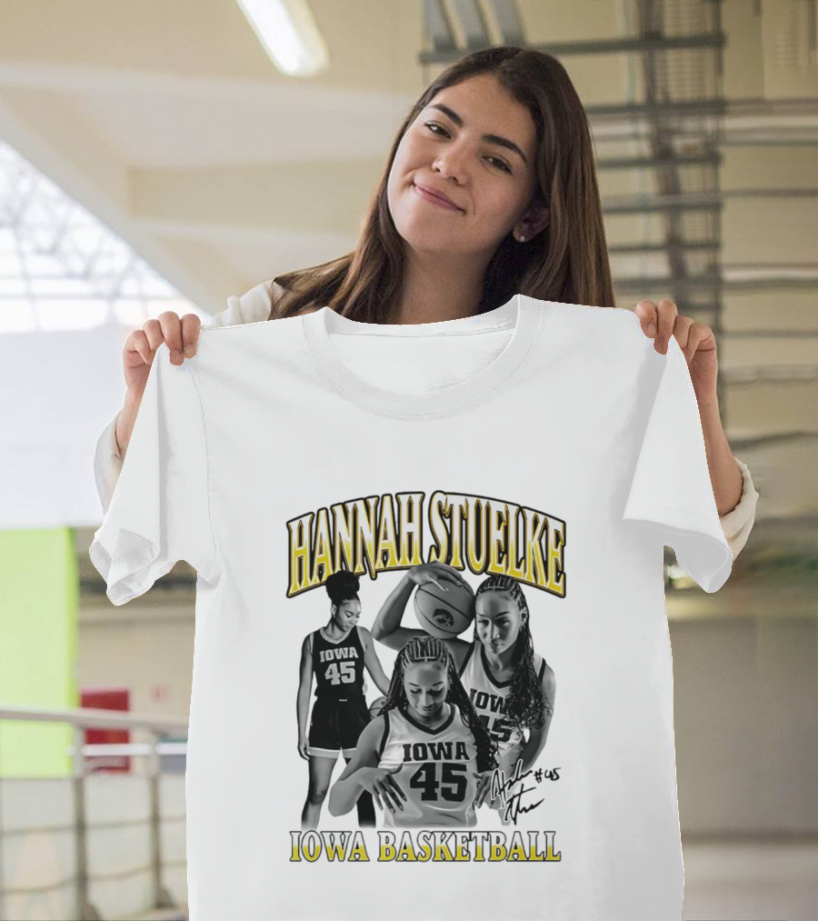 Hannah Stuelke Iowa Basketball #45 Player Collage T-Shirt