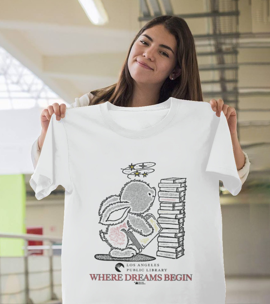 Los Angeles Public Library Where Dreams Begin Angel With Books T-Shirt