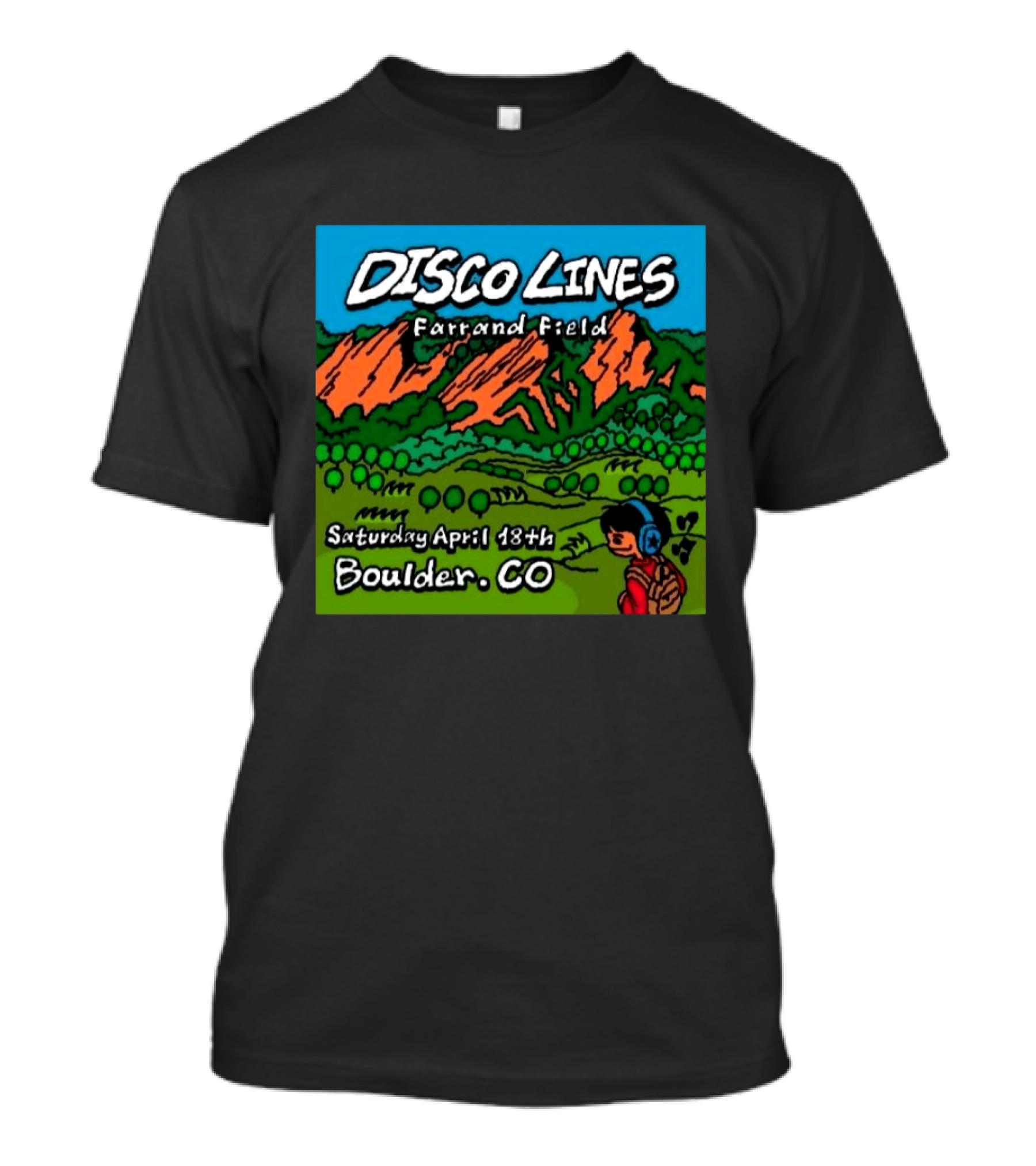 Disco Lines Farrand Field Saturday April 18th Boulder CO T-Shirt