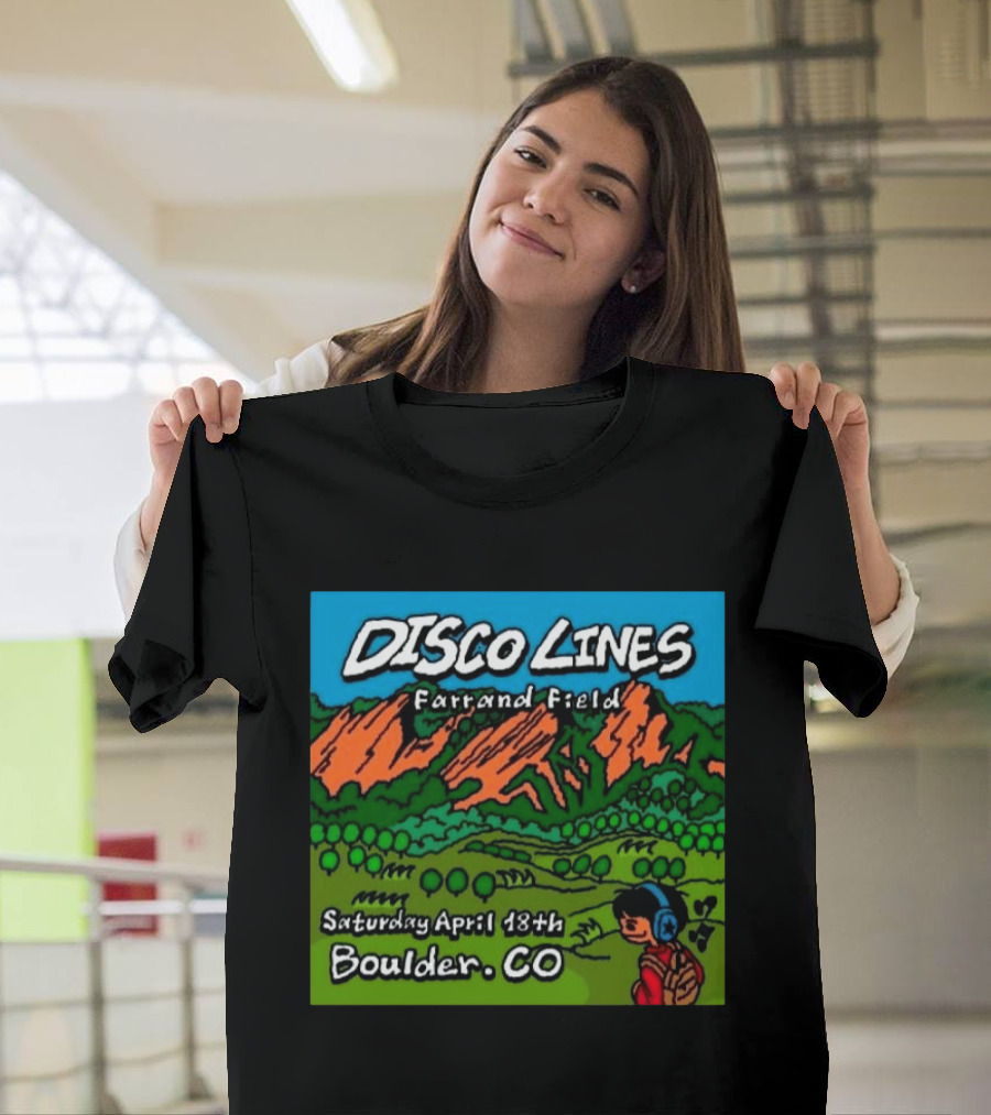 Disco Lines Farrand Field Saturday April 18th Boulder CO T-Shirt