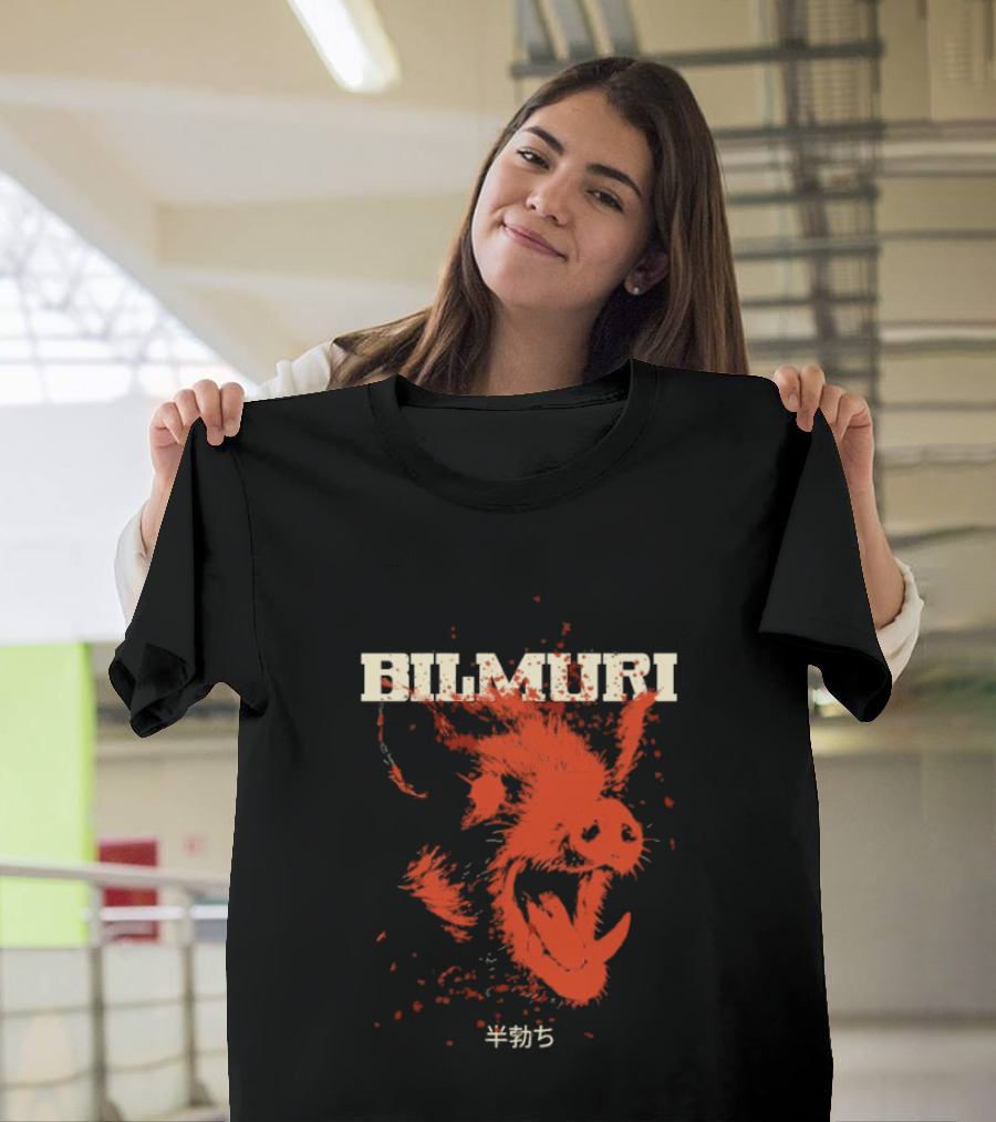 Bilmuri Splattered Hog Design With Japanese Characters T-Shirt