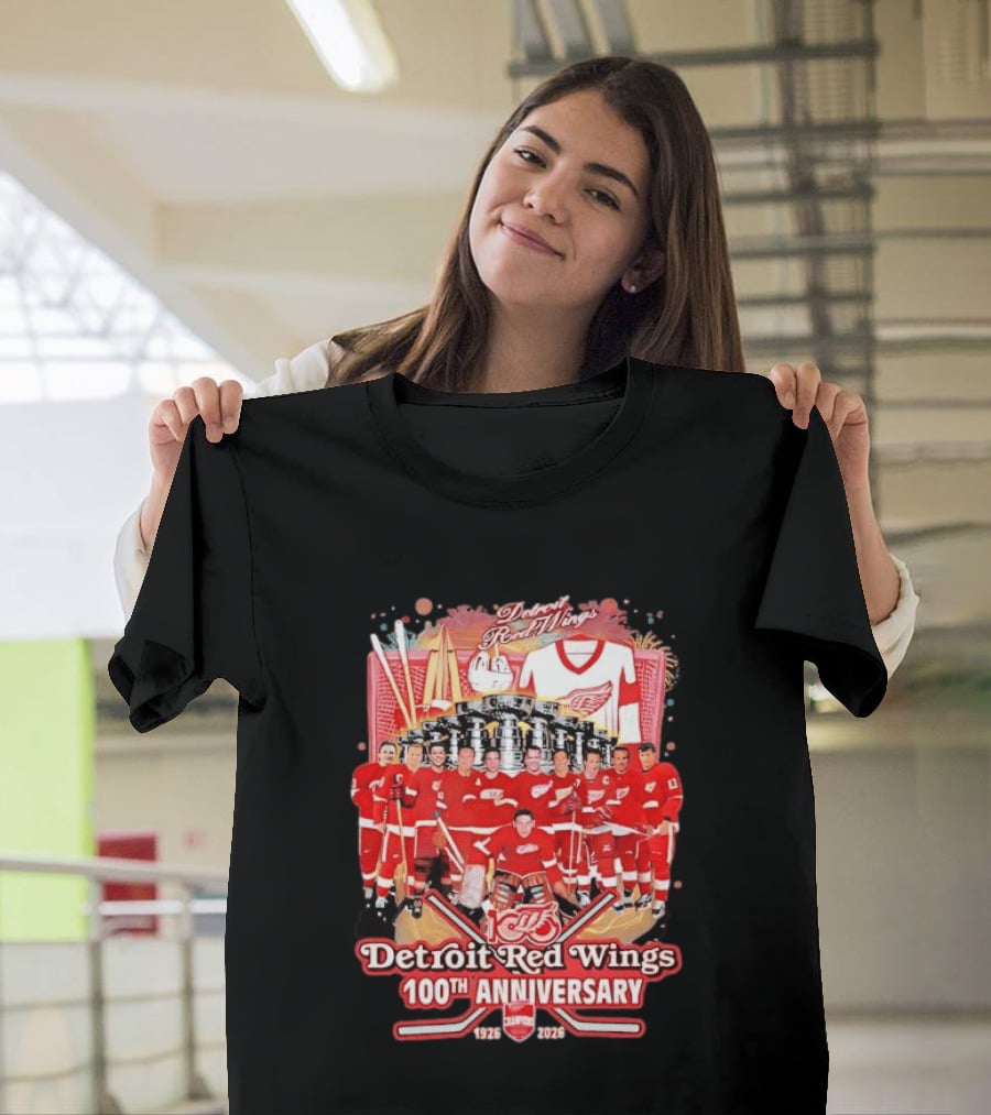 Detroit Red Wings 100th Anniversary 1926 2026 Team Celebration T-Shirt