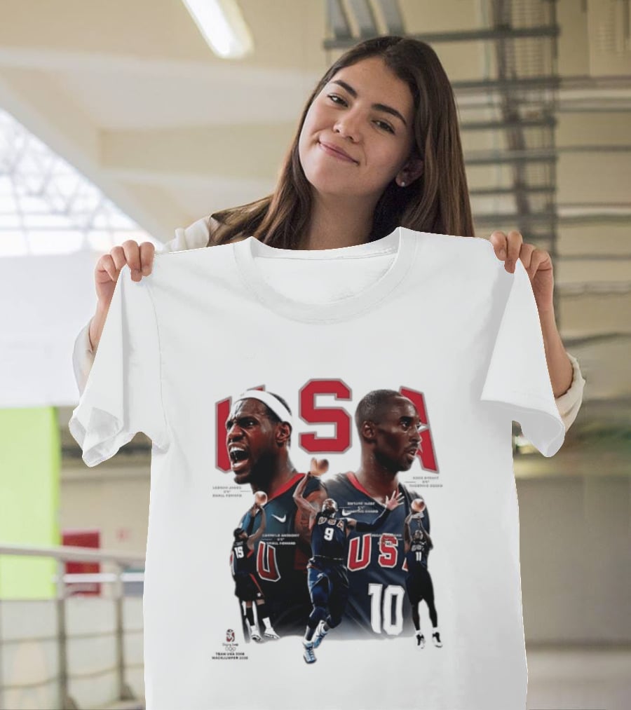 Kobe Bryant LeBron James Dwyane Wade Carmelo Anthony USA Basketball Redeem Team T-Shirt