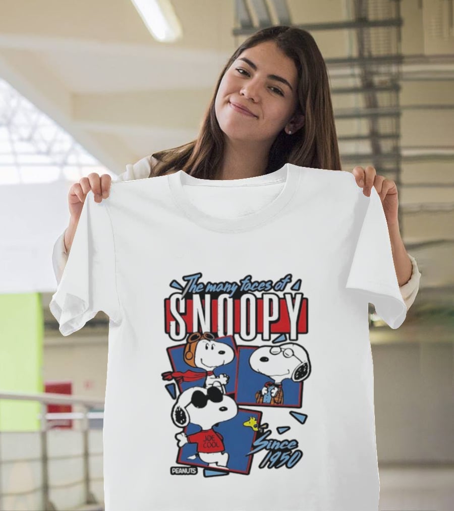 The Many Faces Of Snoopy Joe Cool Aviator Since 1950 T-Shirt