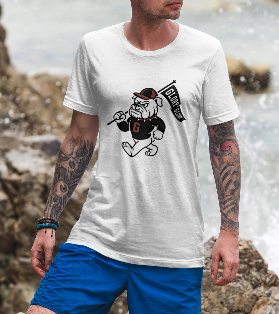 University Of Georgia G Glory Glory Bulldogs Hairy Dawg Flag T-Shirt