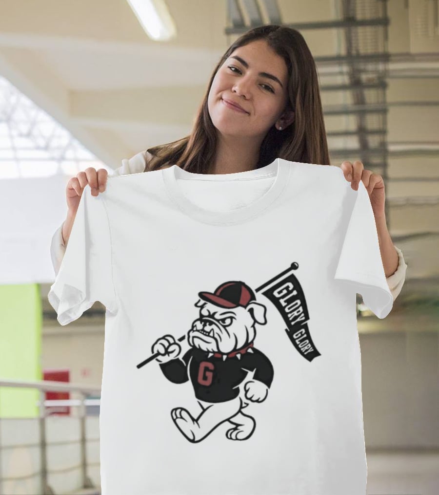 University Of Georgia G Glory Glory Bulldogs Hairy Dawg Flag T-Shirt