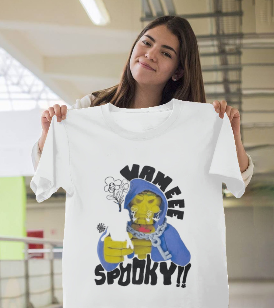 Vameee Spooky Skeleton In Blue Hood With Chains T-Shirt