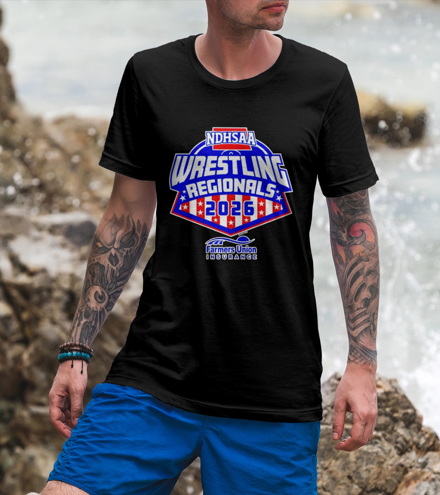 NDHSAA Wrestling Regionals 2026 Farmers Union Insurance T-Shirt
