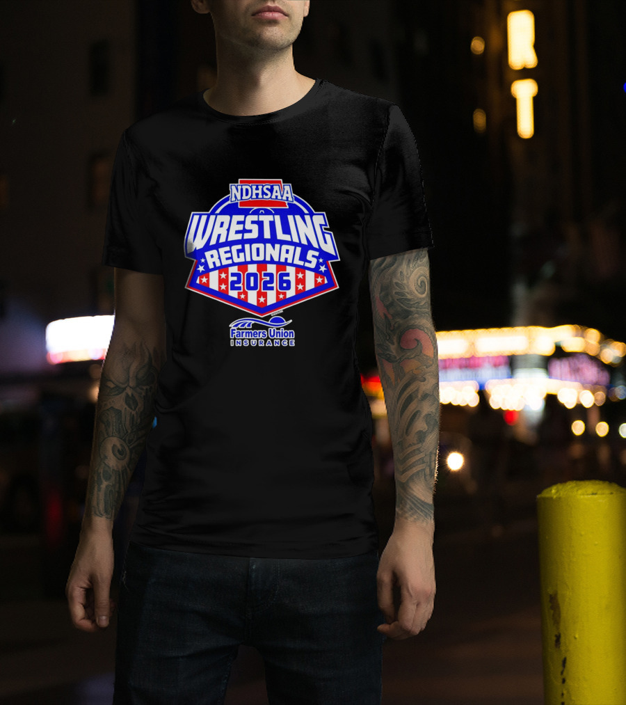 NDHSAA Wrestling Regionals 2026 Farmers Union Insurance T-Shirt