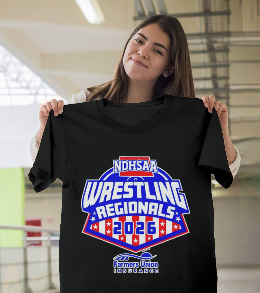 NDHSAA Wrestling Regionals 2026 Farmers Union Insurance T-Shirt