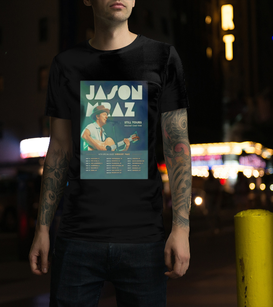 Jason Mraz Still Yours 2026 East Coast Tour Gregory Page Special Guest T-Shirt