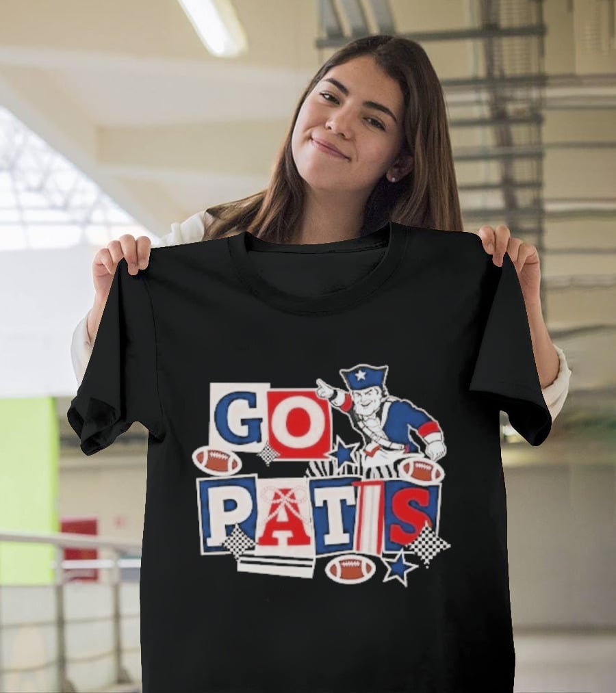 GO PATS New England Patriots Football Fan Cheer T-Shirt