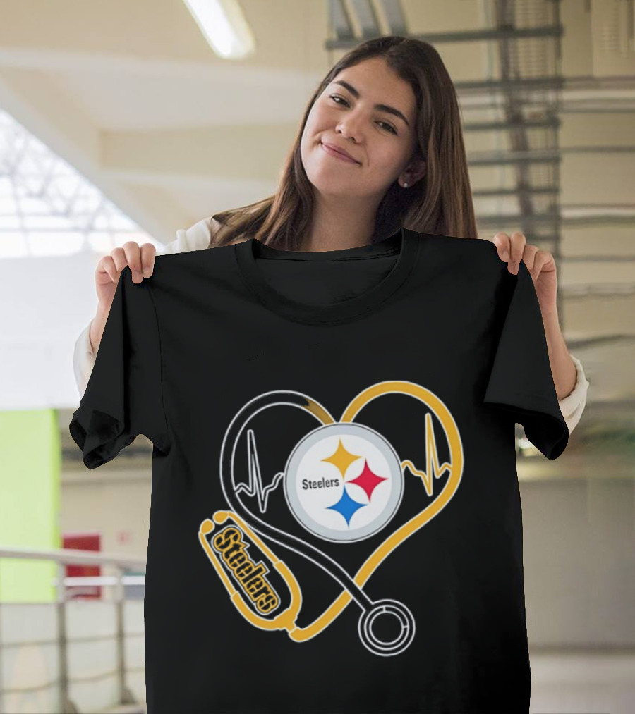 Nurse Heart Stethoscope Pittsburgh Steelers T-Shirt