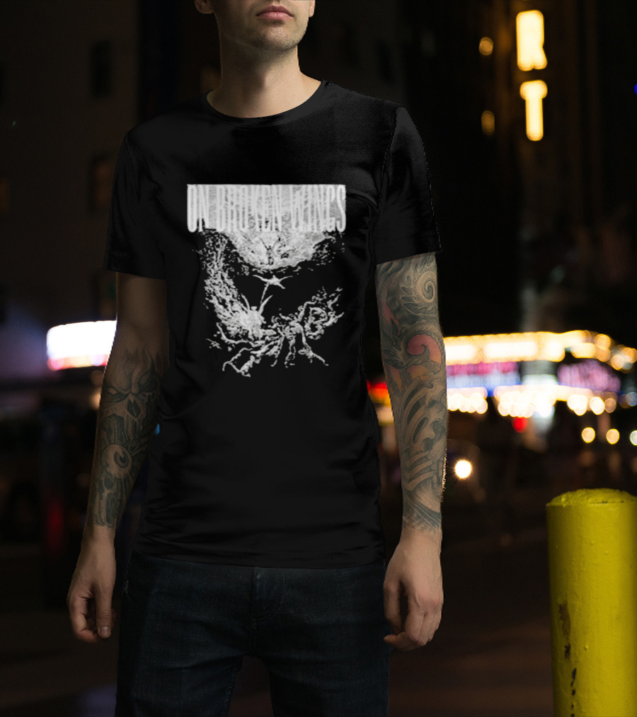 On Broken Wings Fallen Angel White Grunge T-Shirt