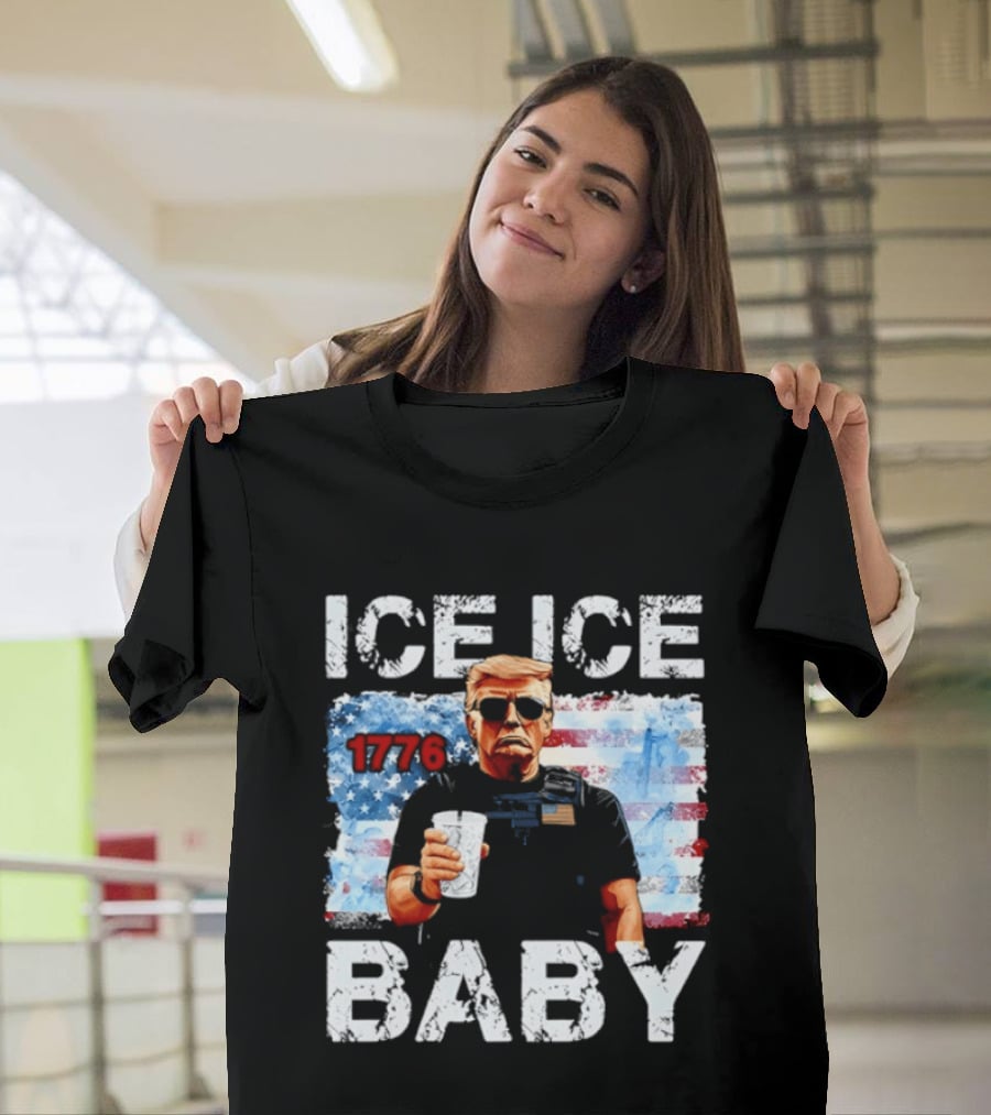 Ice Ice Baby 1776 Donald Trump Vintage American Flag T-Shirt