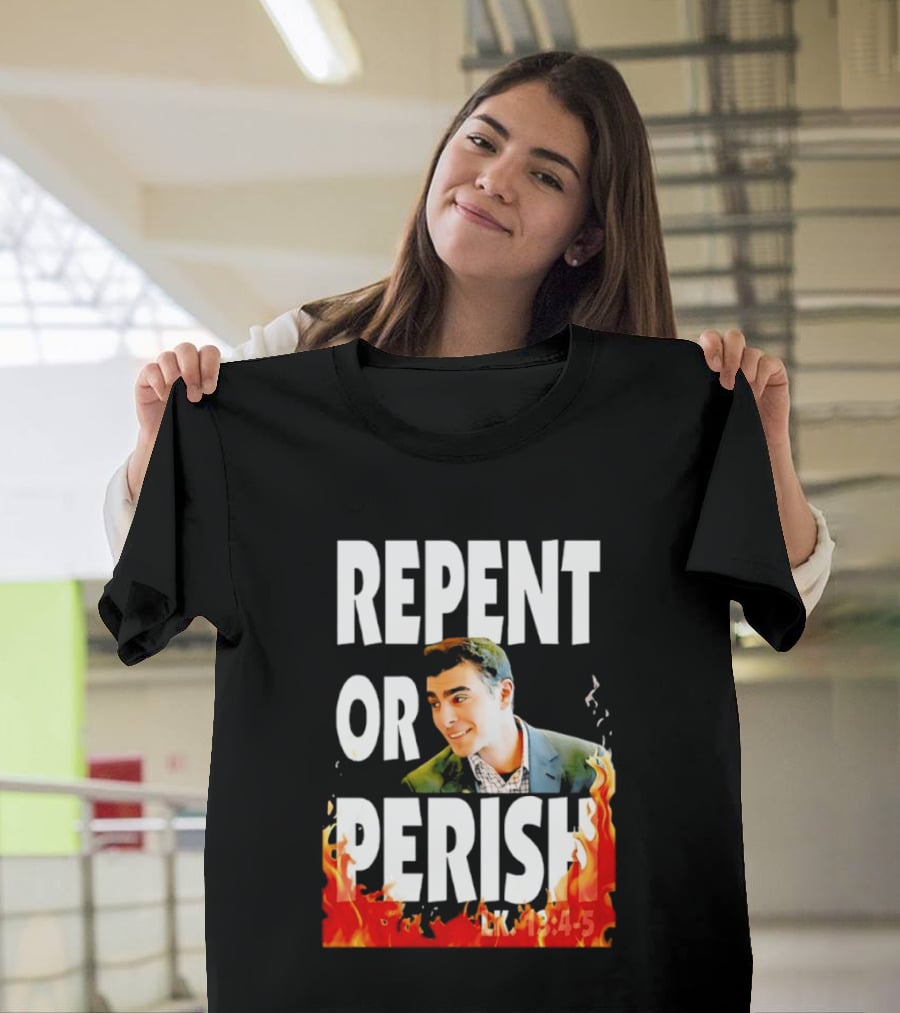 Repent Or Perish Luigi Fire Flame Luke 13:3 5 T-Shirt