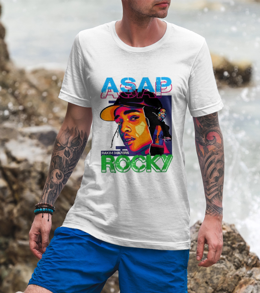 ASAP Rocky Rakim Mayers Hip Hop Street Art Bold Pop Color Aesthetic T-Shirt