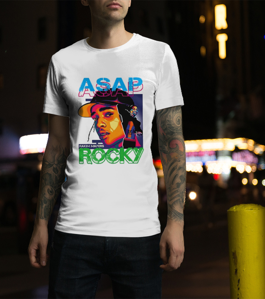 ASAP Rocky Rakim Mayers Hip Hop Street Art Bold Pop Color Aesthetic T-Shirt