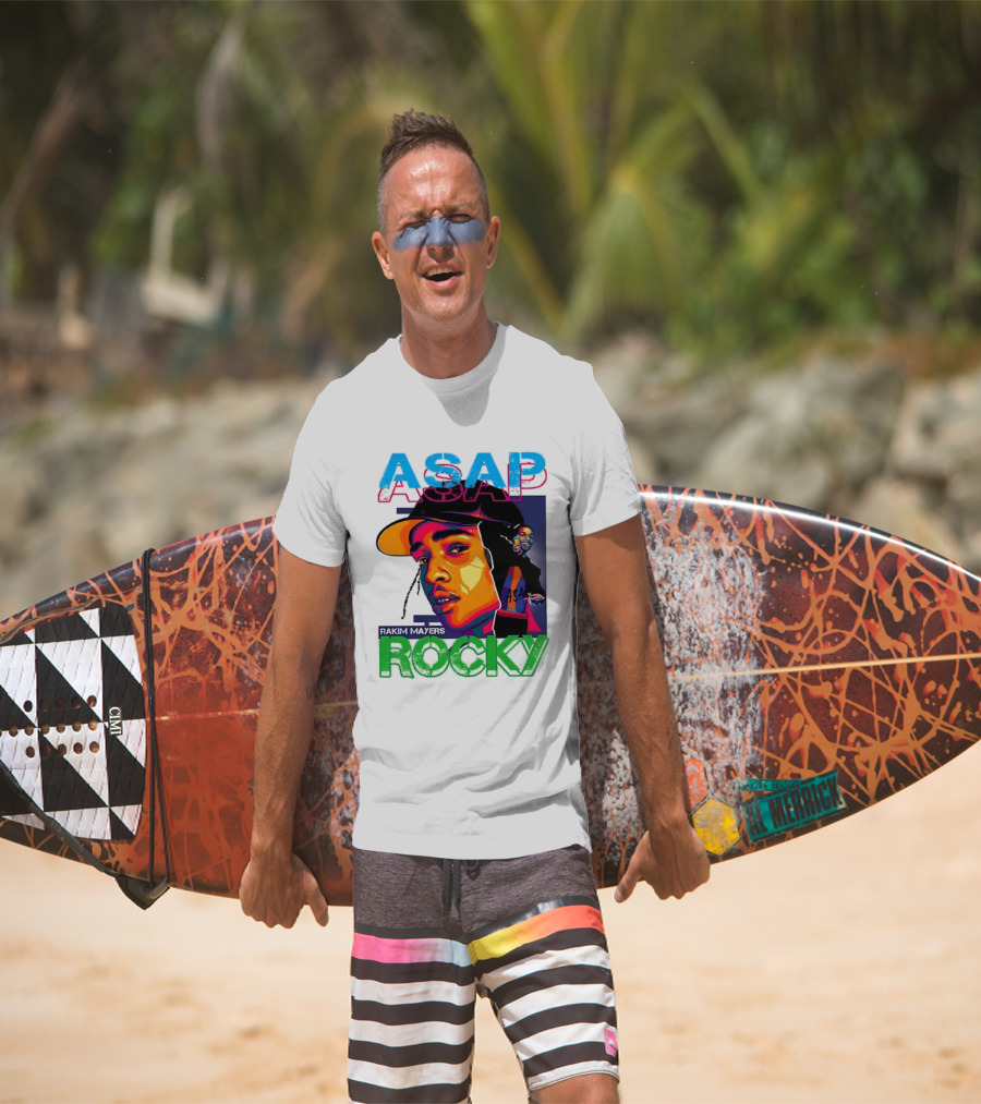 ASAP Rocky Rakim Mayers Hip Hop Street Art Bold Pop Color Aesthetic T-Shirt