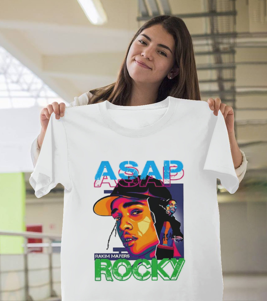 ASAP Rocky Rakim Mayers Hip Hop Street Art Bold Pop Color Aesthetic T-Shirt