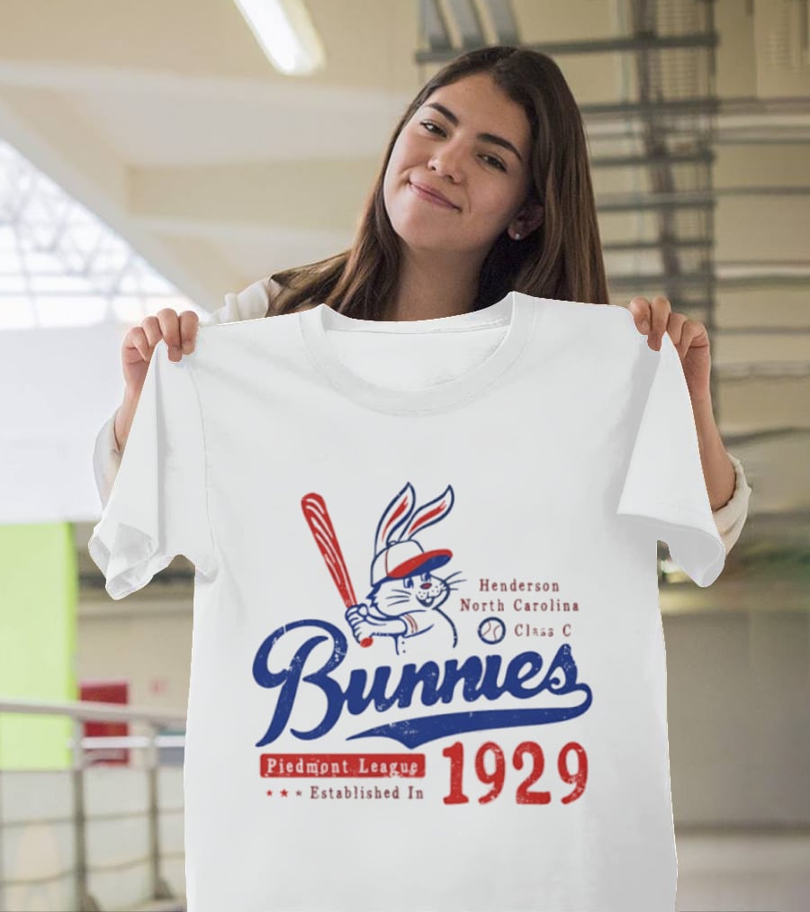 Bunnies Henderson North Carolina 1929 Class C Piedmont League Vintage Baseball T-Shirt
