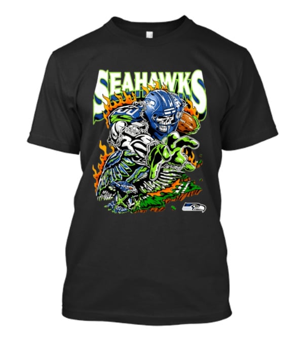 Seahawks Skull Firebird NFL Football Grunge T-Shirt