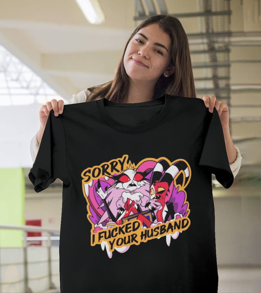 Sorry I Fucked Your Husband Characters With Purple And Red Comic T-Shirt