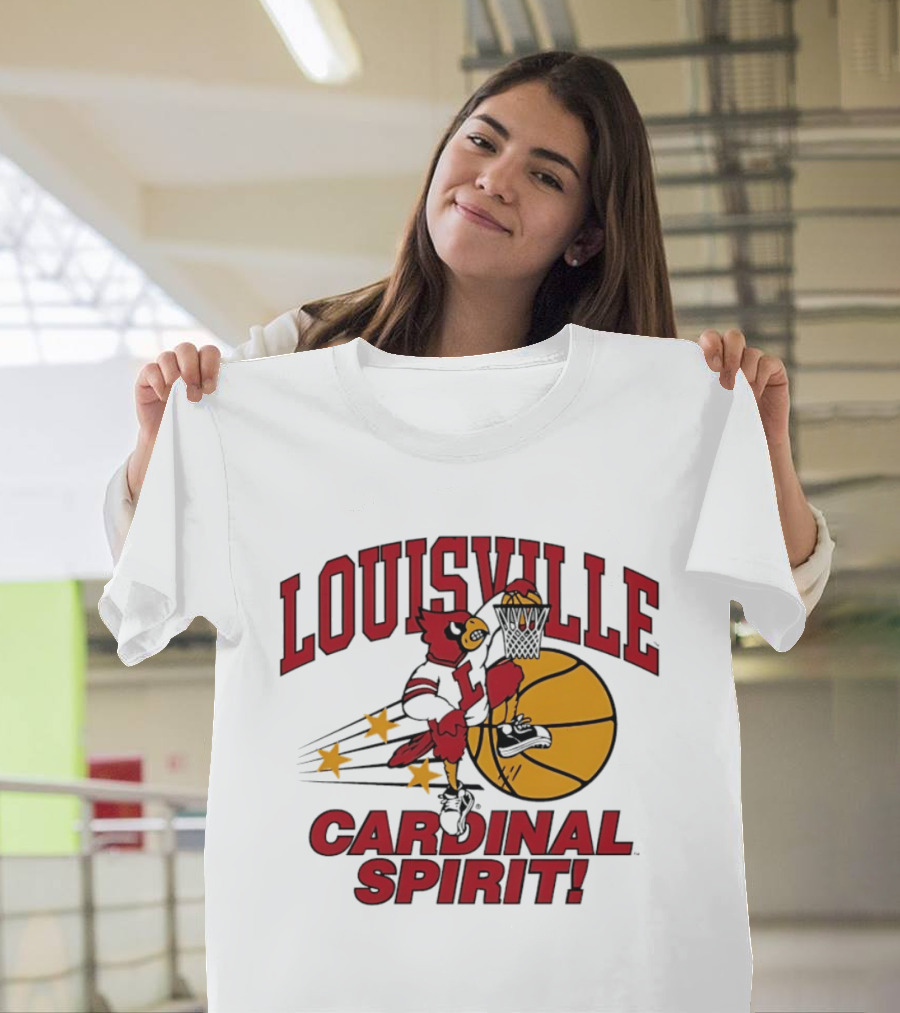 Louisville Cardinal Spirit Basketball Dunking Stars T-Shirt