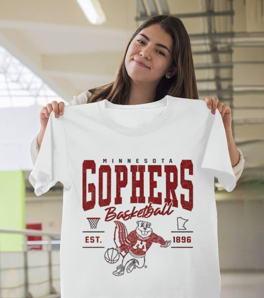 Minnesota Gophers Basketball Est 1896 Goldy Gopher Dribbling Ball T-Shirt