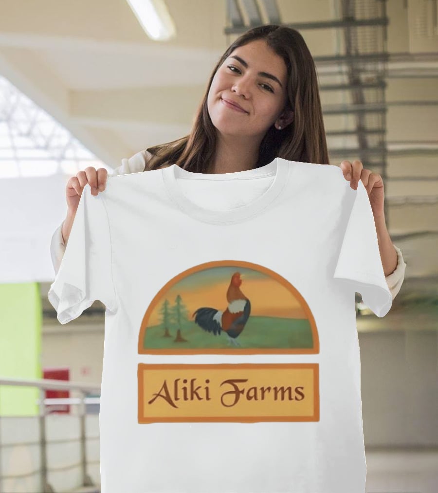 Aliki Farms Rooster Scene With Trees T-Shirt