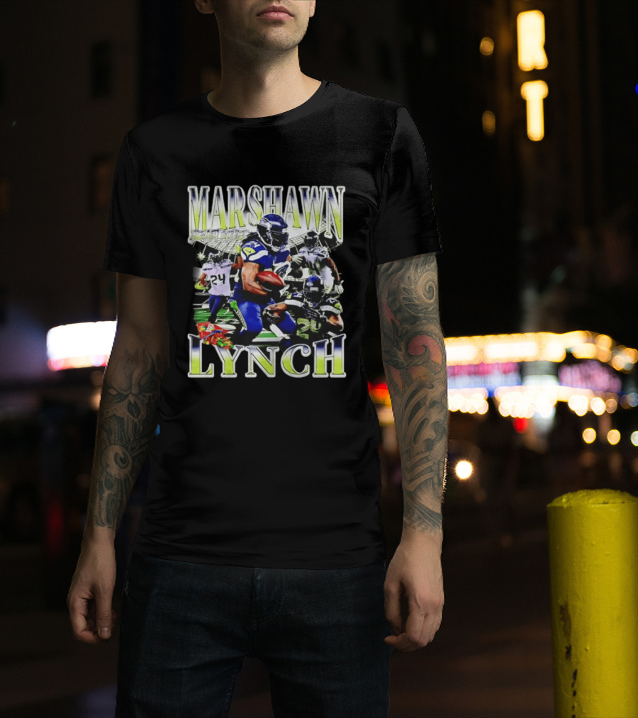 Marshawn Lynch Seattle Seahawks Football Star Running Back Legends T-Shirt