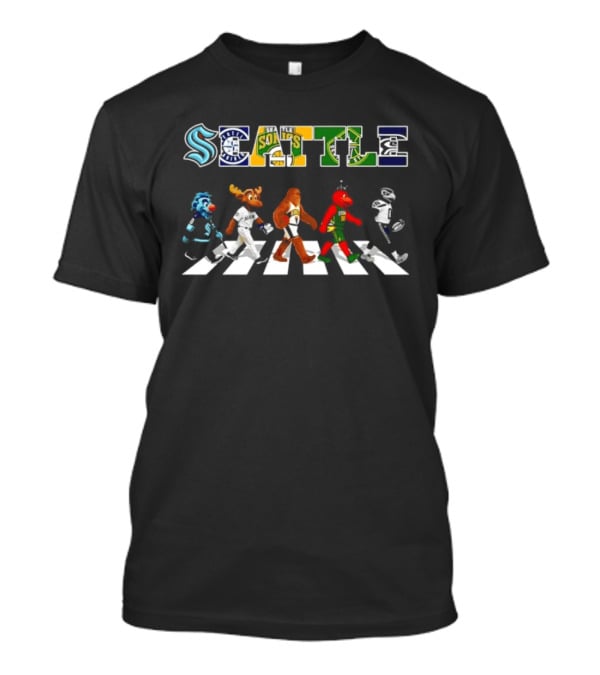 Seattle Sports Teams Blitz Mariner Moose Squatch Boomer Rhino Mascots T-Shirt
