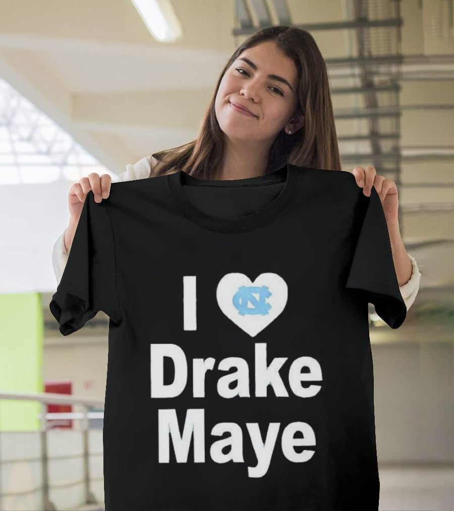 UNC Tar Heels I Love Drake Maye Heart T-Shirt