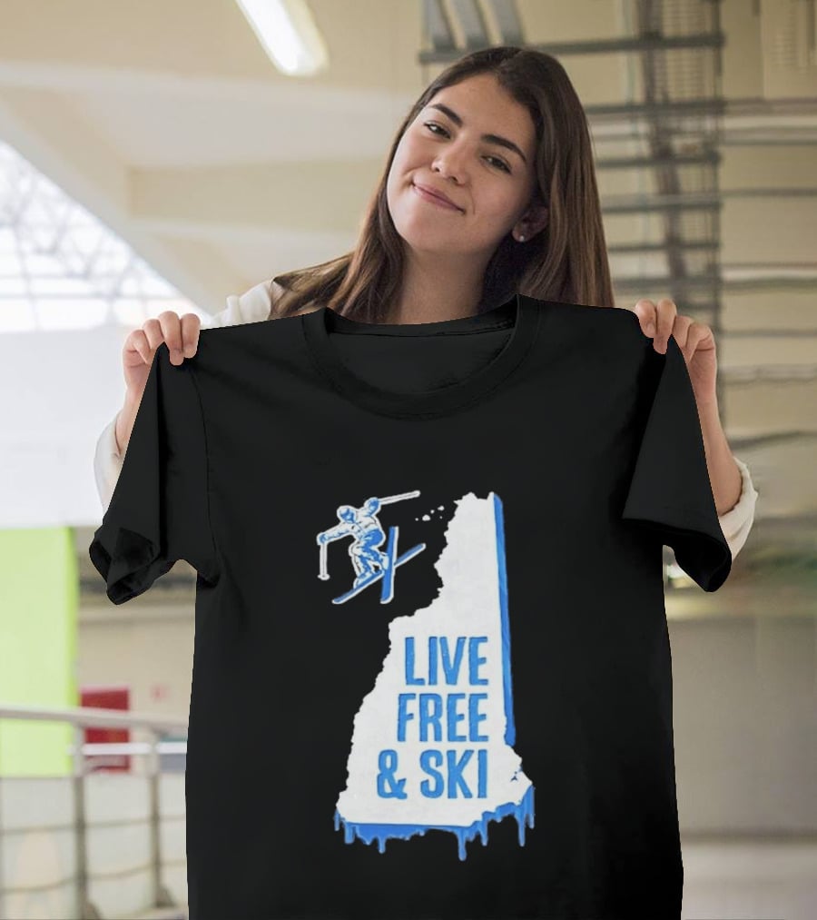 New Hampshire Live Free & Ski Winter Adventure Skiing T-Shirt